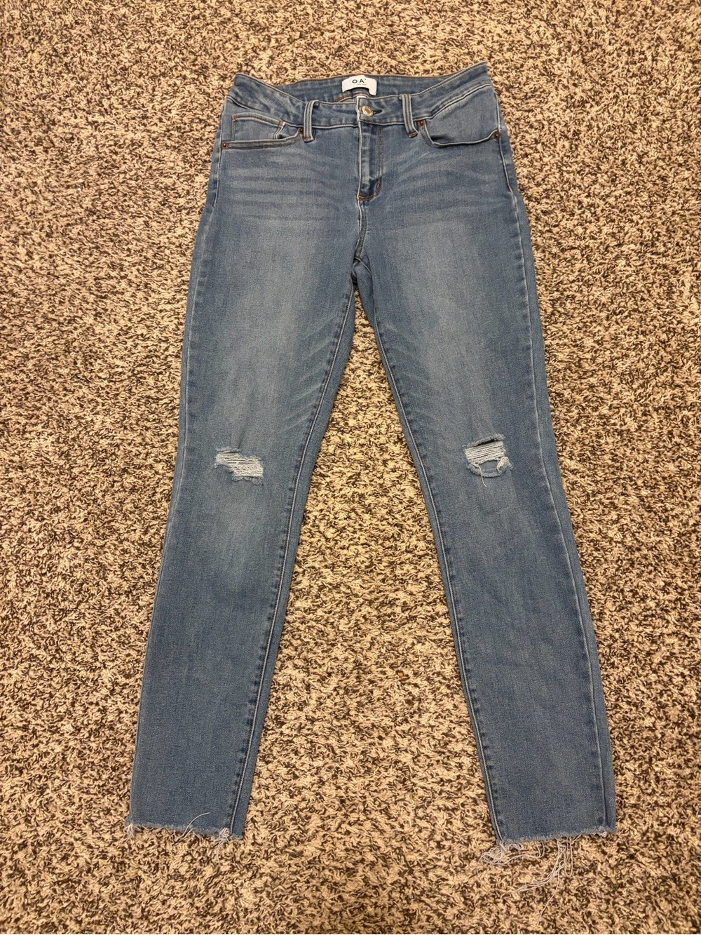 Oat New York Light Blue Ripped High-Rise Skinny Jeans